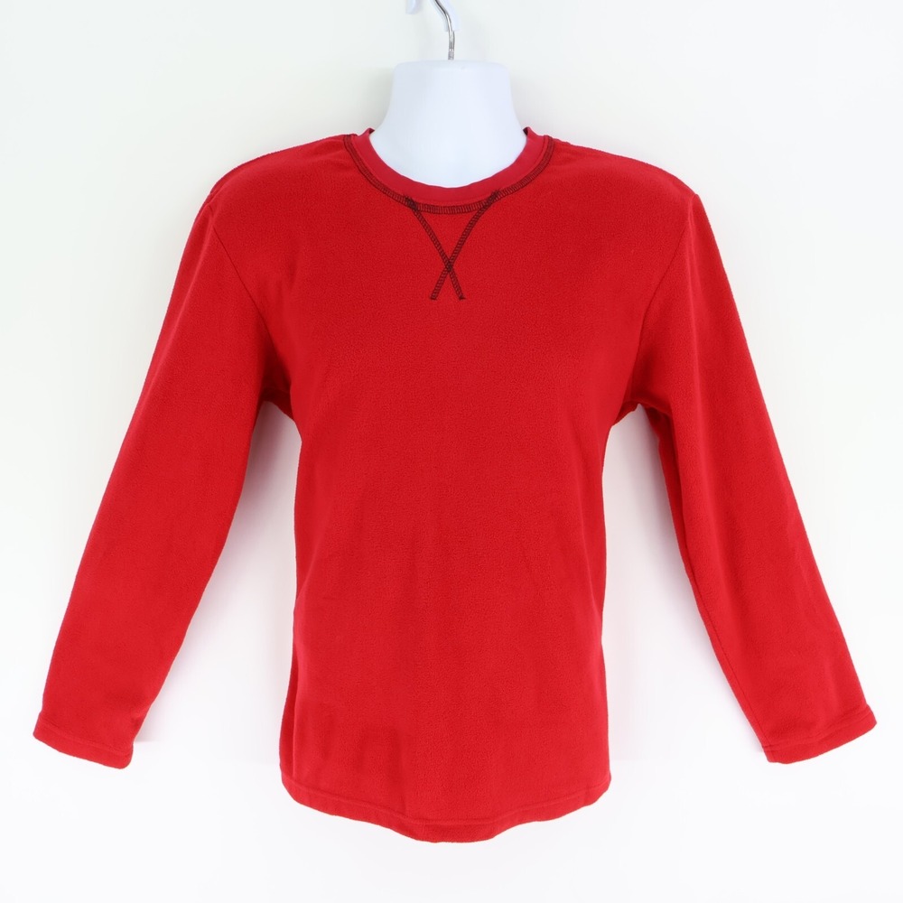 Chaps Sleepwear Pajama Top Mens Sz S Red 100% Polyester Long Sleeve‎ Fleece Soft